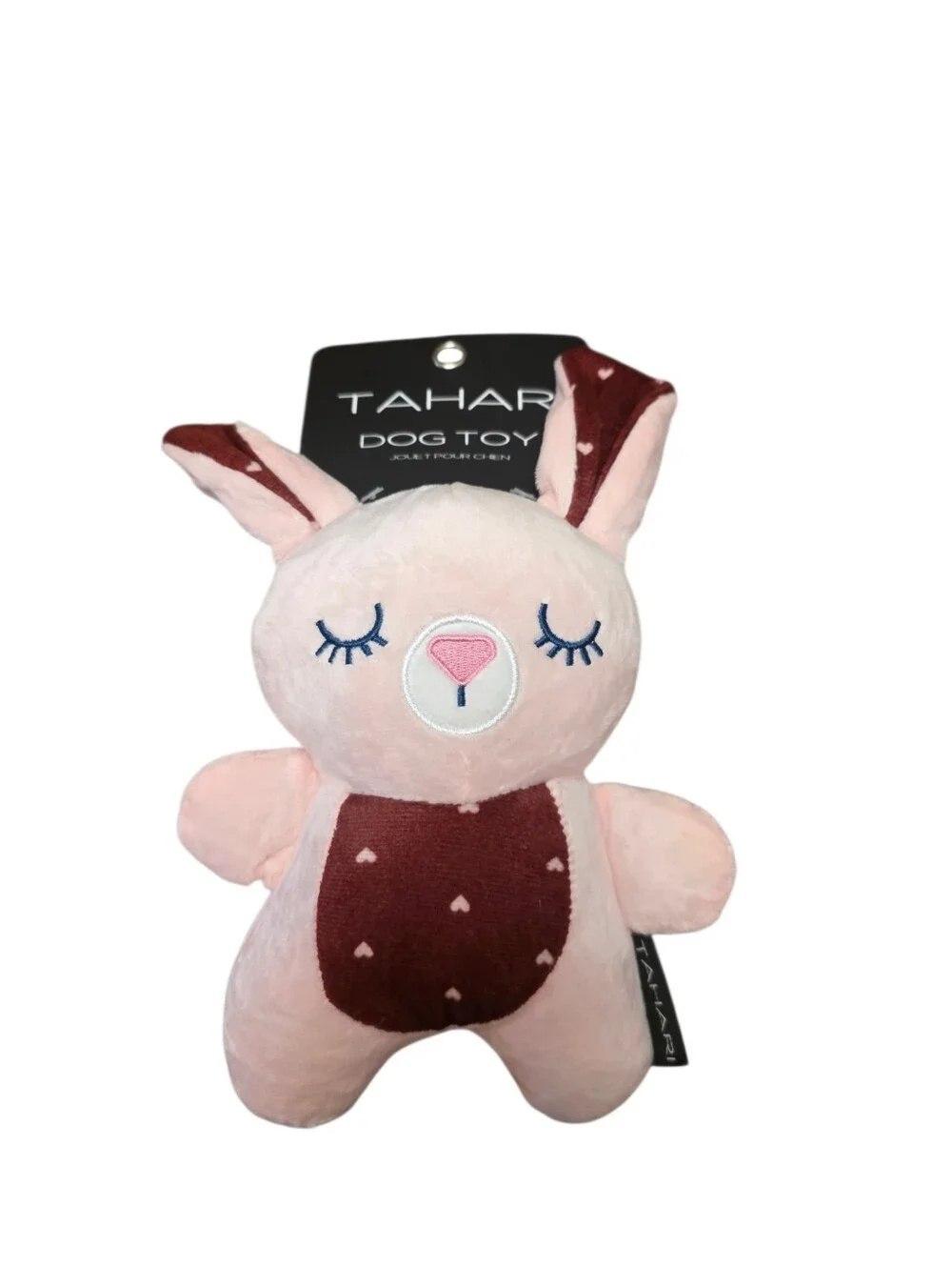 Tahari Pink Bunny Plush Squeaky Dog Toy